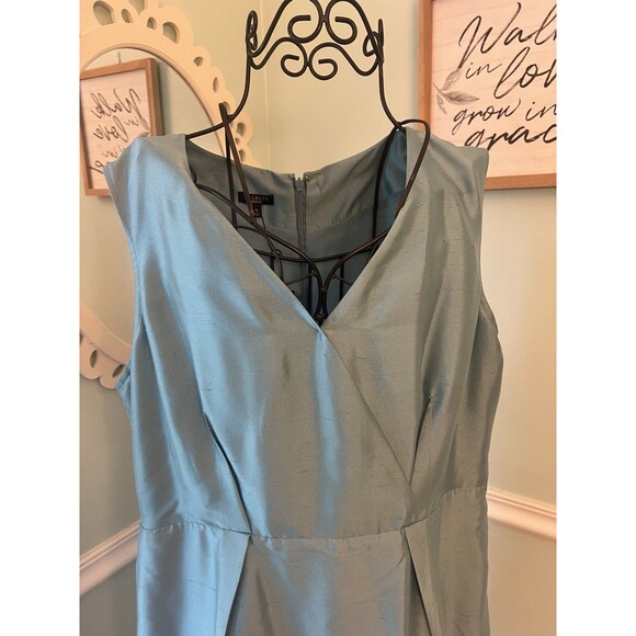 TALBOTS  Dress Women’s 16 Blue Raw Silk Sheath Sleeveless NEW Wedding Cocktail - Picture 2 of 9